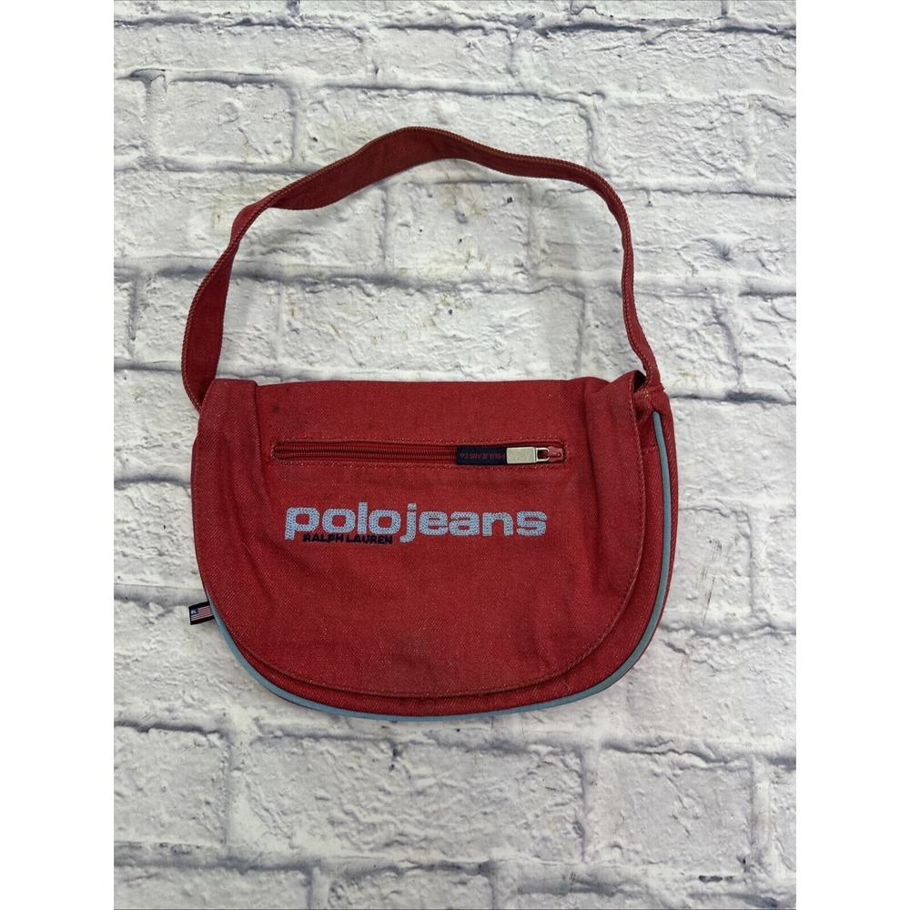 Polo Jeans Co Ralph‎ Lauren Red Denim Shoulder Bag Y2K Vintage Messenger Purse